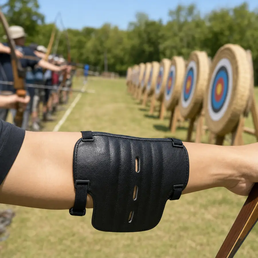 An outdoor archery range set up for a club session